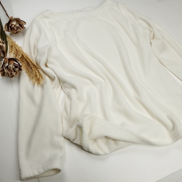 New Lands' End Cream Super Soft Fleece Pullover Sz XL / 18 - Picture 5 of 13